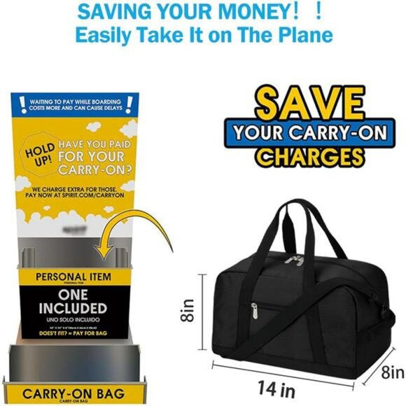 Small Gym Bag Carry On Mini Duffel Lightweight Travel Workout Bag Black - Picture 2 of 7